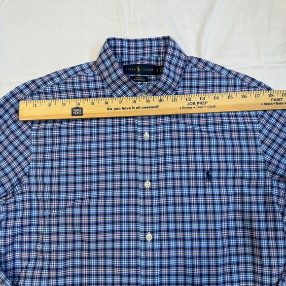 Ralph Lauren Mens Slim Fit Performance Red Blue Plaid Button Down Shirt Size L - Picture 4 of 9